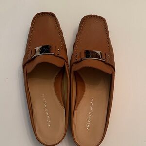 Antonio Melani Tan Leather Loafers with Buckle